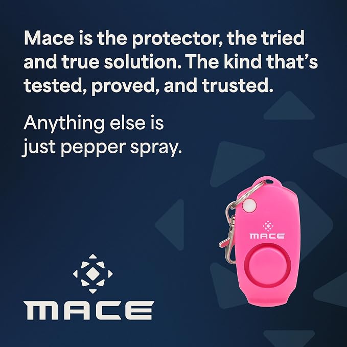 Mace Personal Safety Alarm - Loud 130db Siren, Built in Emergency Whistle, Easy On/Off Push Button Activation, Batteries Included, Personal Alarm for Women & Men - Neon Pink