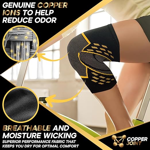 CopperJoint Knee Brace Women/Men -Copper Compression Knee Sleeves for Men, Knee Support Brace for Workout, Compression Sleeve, Pull On Knee Brace for Women, Copper Knee Braces for Men 2XL