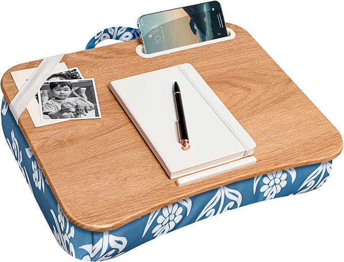LAPGEAR Designer Lap Desk – Floral Block Print, Fits 15.6” Laptops