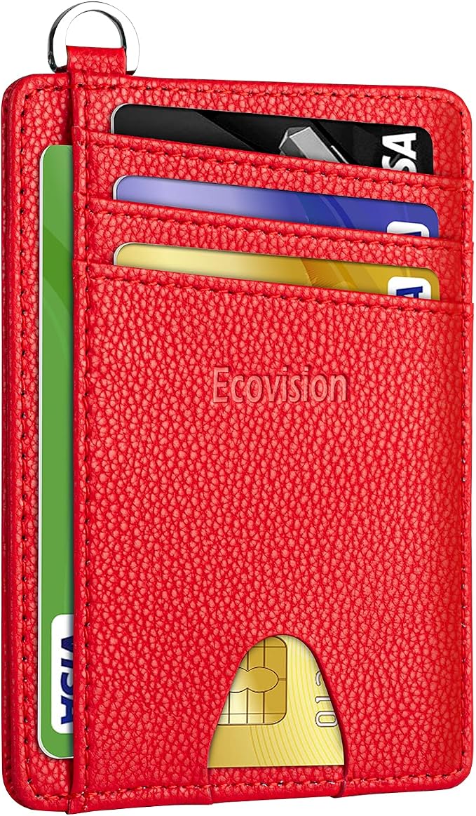 Slim Minimalist Front Pocket Wallet, RFID Blocking Credit Card Holder Wallet with Detachable D-Shackle for Men Women
