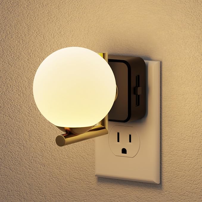 JandCase LED Night Light, 3000K Warm Night Lights Plug into Wall, 0-100LM Dimmable Night Lights with Dusk to Dawn Light Sensor, Plug in Nightlights for Bathroom, Bedroom, Hallway
