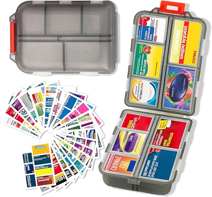 2026 New Extra Large Pill Box with Medicine Labels Travel Essentials Daily Med Container Mini Medication Organizer Storage Organizer Case 7 Day Pill Organizer(Grey)