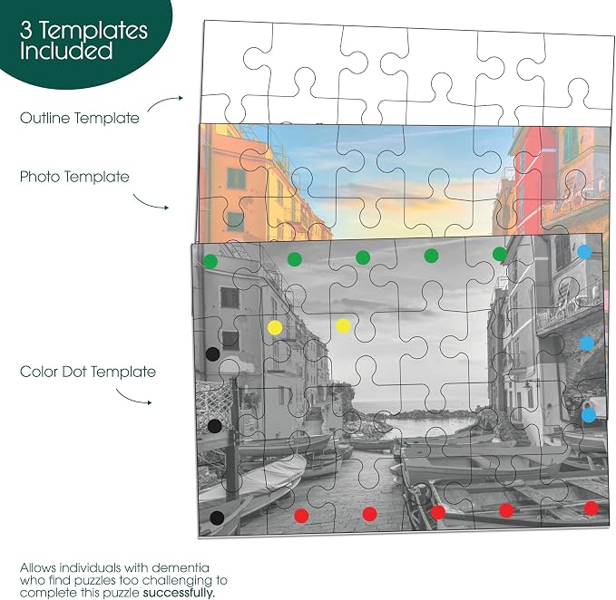 Keeping Busy Cinque Terre Dementia Puzzles Activities for Seniors | Alzheimer Products for Elderly Patients | Fun Memory Game Toy & Cognitive Brain for Senior Citizens w/Memory Loss or Alzheimers 24PC