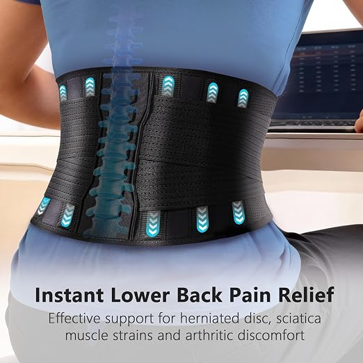 Comforband Copper-Infused Back Support Brace – Lightweight Lumbar Belt with 6 Supportive Stays for Lower Back Pain Relief, Muscle Spasms, Strains, Arthritis, and Sciatica – for Men and Women (Small)