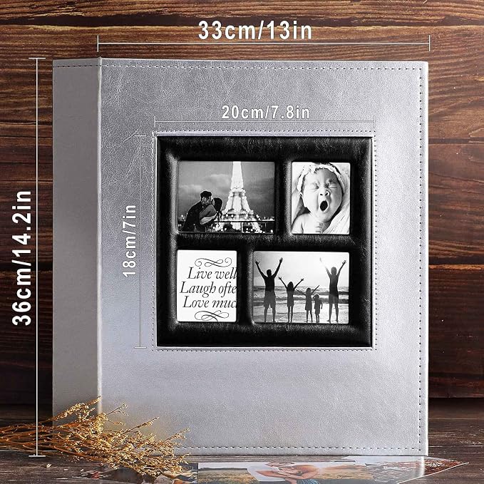 Ywlake Photo Album 4x6 600 Pockets Photos, Extra Large Capacity Family Wedding Picture Albums Holds 600 Horizontal and Vertical Photos Silver
