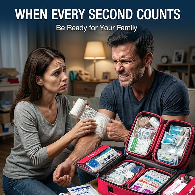 528 PCS Advanced First Aid Kit – Large 6-in-1 Modular Waterproof Well-Organized Emergency Kit for Home, Car, Travel, Camping, Boat & Outdoor