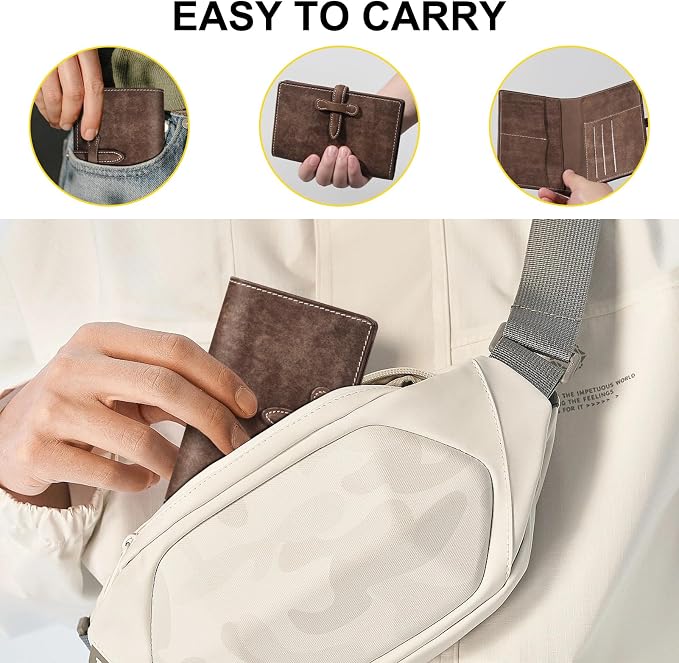 Leather Passport Holder for Travel,Passport Wallet,khaki | RFID Blocking Card Slot,Top-Grain leather with Magic Buckle,Boarding Pass Pocket,Retro Style,Slim and Light-weight