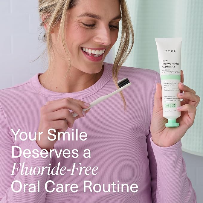 Boka Fluoride Free Toothpaste, Nano Hydroxyapatite Toothpaste, Appropriate for Sensitive Teeth - for Adult Oral Care - Ela Mint Flavor, 3.4 Fl Oz 1Pk