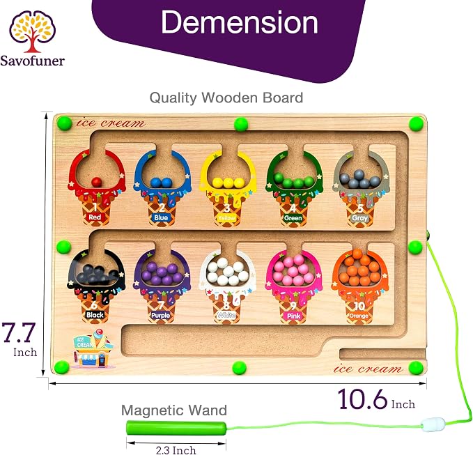 Alzheimers Products for Elderly, Dementia Activities Games Toys for Seniors | Magnetic Color & Number Cognitive Puzzle for Alzheimer's Patient, Large Wooden Memory Care Sensory Fidget Board for Parkinson