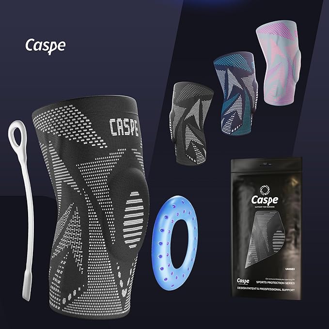 Caspe 1 Pack Compression Knee Brace for Women & Men – Pain Relief Support with Patella Gel Pads & Side Stabilizers – Knee Sleeve for Running, Workout & Arthritis (Gray, Large)