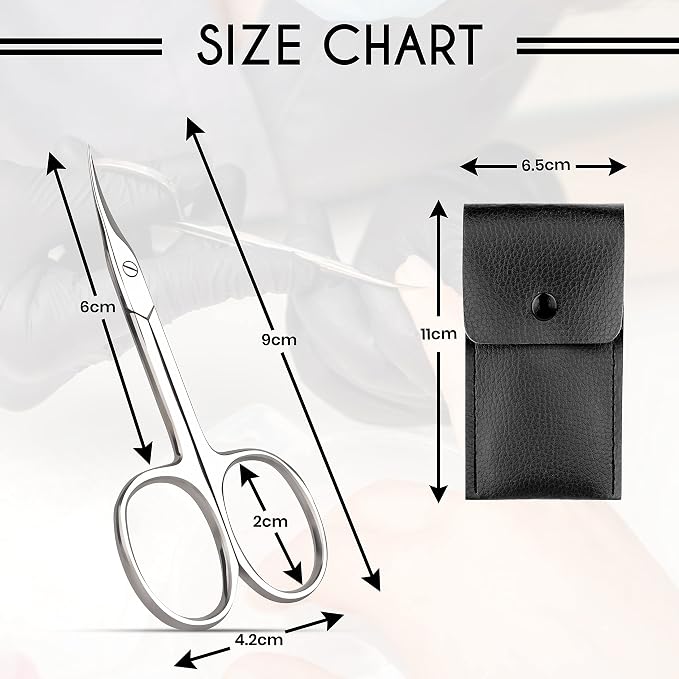 Cuticle Scissors Extra Fine Curved with Case Manicure Scissors for Women & Men Gifts Tijeras para Cuticula Profesional Nail Scissors Stainless Steel Sharp Cuticle Scissors for Nails