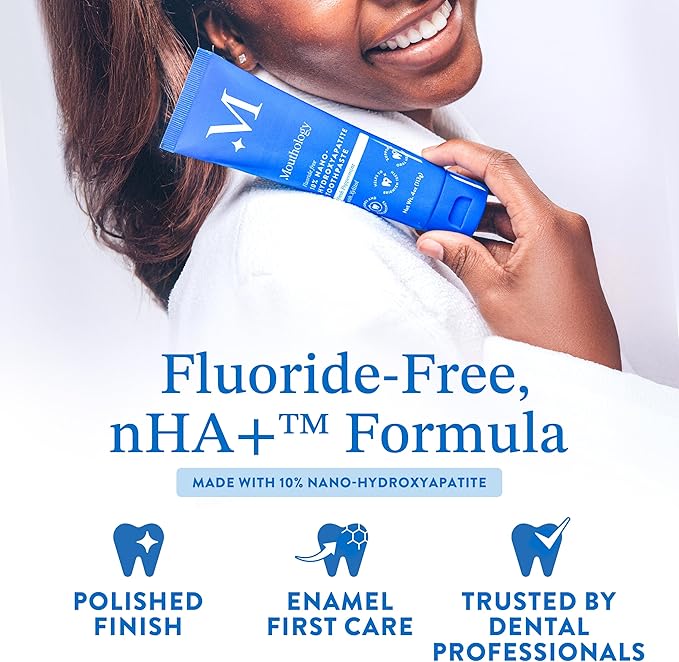Mouthology 10% Nano Hydroxyapatite Toothpaste (Fluoride Free), Whitening*, Xylitol Toothpaste for Adults, Supports Enamel Care*, Appropriate for Sensitive Teeth*, SLS Free, Mint 4oz (USA Made)