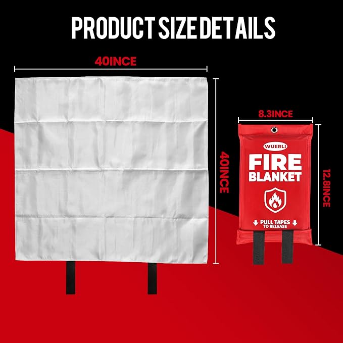 Emergency Fire Blanket, Fire Blanket for Home and Kitchen,40" x 40",2 Pack