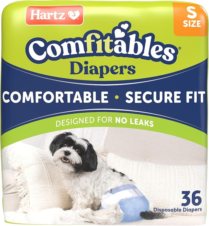 Hartz Disposable Dog Diapers, Size S 36 count, Comfortable & Secure Fit, Easy to Put On | Comfortable & Secure Fit, Easy to Put On, Super Absorbent, Breathable Material, Adjustable Tail Hole, Male & Female Diaper