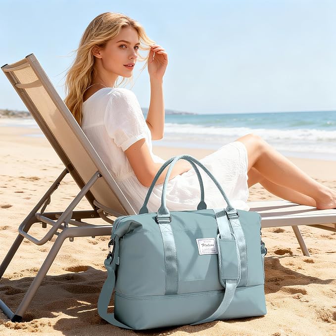 Travel Duffel Bag, Sports Tote Gym Bag, Shoulder Weekender Overnight Bag for Women