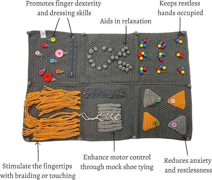 Handmade Fidget Blanket for Alzheimer's & Dementia | Calming Sensory Blanket for Seniors | Fidget Quilt for Memory Loss | Dementia Gift