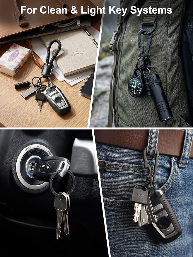 Titanium Key Rings Heavy Duty Easy Open Split Key Chain Rings | Side Push, No Nail Damage, Hypoallergenic, Anti-Slip Ultra Lightweight EDC Bulk Keyrings for Car Key Fob, Gift for Men Women