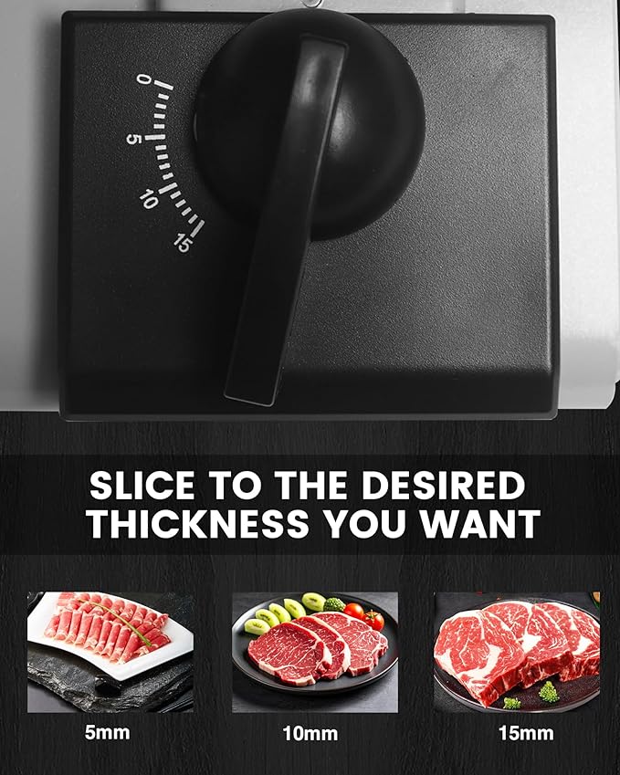 Meat Slicer Machine for Home - 200W Electric Food Slicer with 2 Removable 7.5" Stainless Steel Blades and Tray, Adjustable and Child Lock Protection, Slicer Machine for Meat Bread