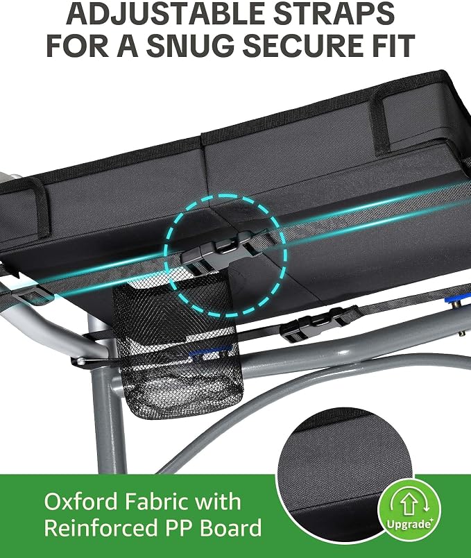 Walker Tray for Folding Walker with Cup Holder, Foldable Tray | Fits 17–19" Folding Walkers with Side Bars, Easy Install, Adjustable Straps, Spill-Resistant Surface, Lightweight for Seniors