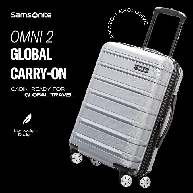 Omni 2 Airline Approved Carry-On Luggage – Stress-Free Size Meets 22x14x9" Requirements – For Fast Trips & Avoiding Baggage Fees – Dual 360° Spinner Wheels, USB Power Hub, Expands 1.5” – Purple