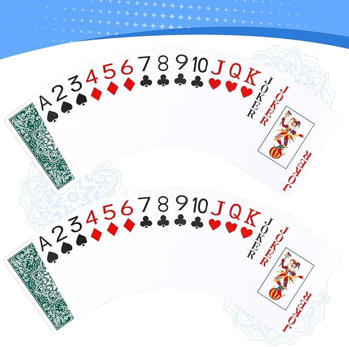 Playing Cards, Deck of Cards, Poker Cards, Jumbo Poker Size Large Print Playing Cards for Adults Seniors, Card Games for Family Game Night Table Games Magic Casino Theme Party (Green)