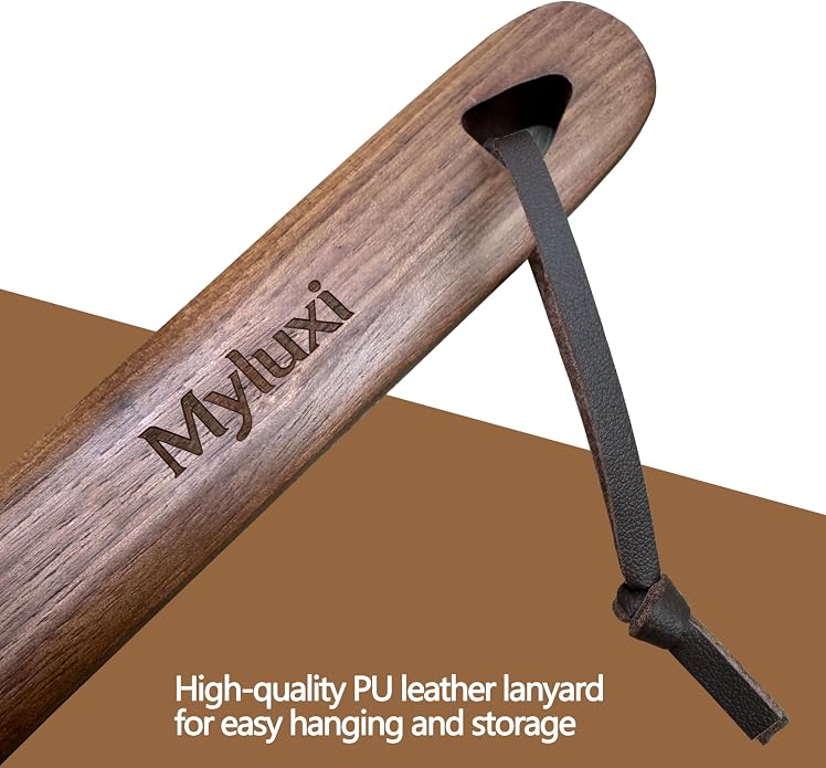 Myluxi Wooden Shoe horn Long Handle for Seniors Men,Women-23.6in Long Handled Shoehorn,Shoe Helper for Home/Travel