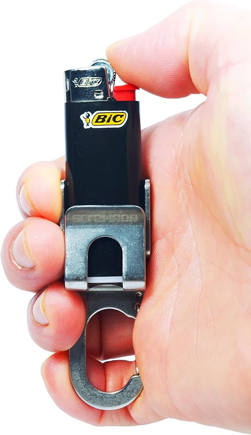 Screwpop Bic MINI Lighter Holder Keychain Multi Tool with Carabiner Clip and Bottle Opener Stainless Steel Construction (Lighter Not Included)