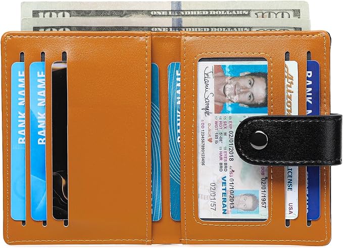 Wallet for Men Leather RFID Blocking Bifold Credit Card Holder with ID Window