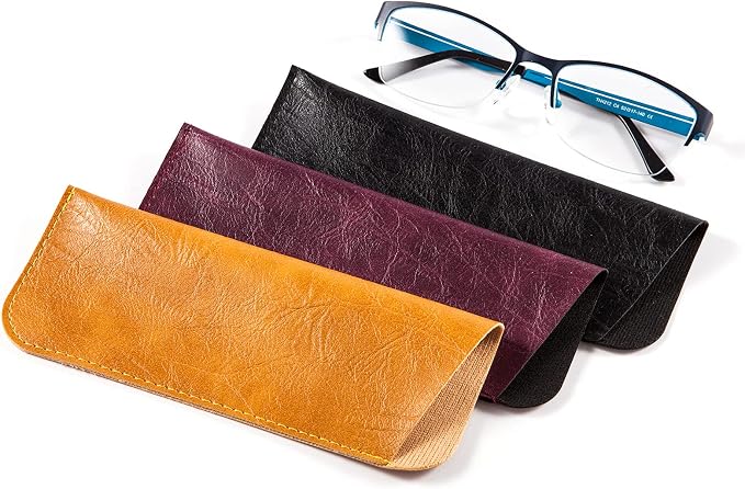 TRIUMPH VISION Reading Glasses Pouch Eyeglass Sleeve Soft Case Slim 3 Pack | Alternative to Bulky Case Lightweight，Neoprene Lined Padded Protect Optical lens Slip in, Cute Pattern Portable for Daily Use