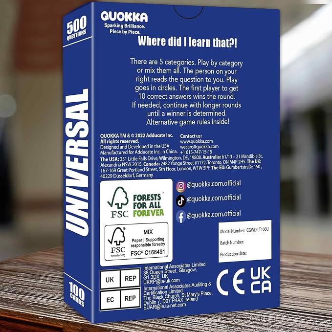Trivia Card Games for Adults — Family Board Games for Teens and Adults | 500 General Knowledge Questions Trivia Cards with Answers – Fun Party Game for Family Game Night
