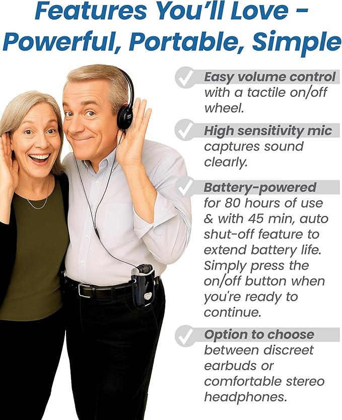 SuperEar Model SE7500 for Seniors - Hearing Amplifiers for Seniors & Elderly, Super Ear Personal Sound Amplifier, Sound Amplifier Listening Device and Audio Accessories in 50dB Ambient Sounds Increase