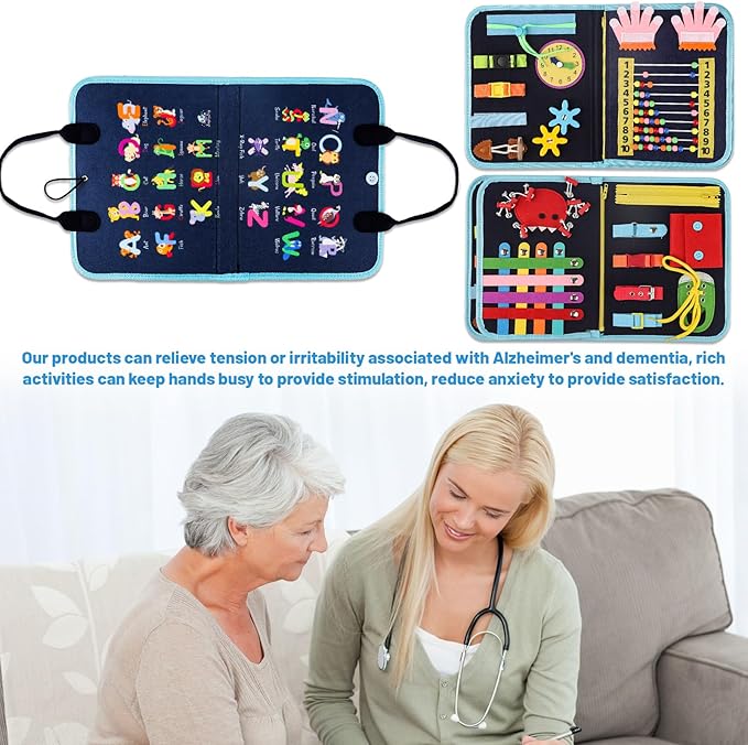 Fidget Blanket for Adults with Dementia,Dementia Activities for Seniors,Alzheimers Dementia Products for Elderly, Busy Board,Sensory Blanket for Autistic Autism.