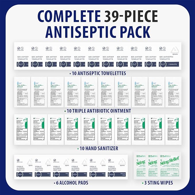 First Aid Kit Supplies Pack Topical Products for Wounds | Wound Cleansing & Treatment | 39 Piece | MFASCO
