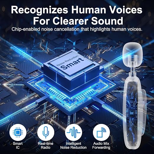 IceHeat Personal Sound Amplifier for Seniors – Affordable & Easy-to-Use, 50dB Gain, 7-Level Tone Control, Noise Cancelling, Rechargeable with Long Battery Life, Black