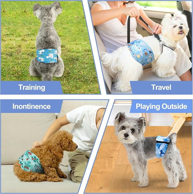 5 Pack Dog Diapers Male Reusable, Premium Belly Bands for Male Dogs, High Absorbing Dog Pee Wraps for Doggie in Incontinence or Excitable Urination and Training Galaxy XXL