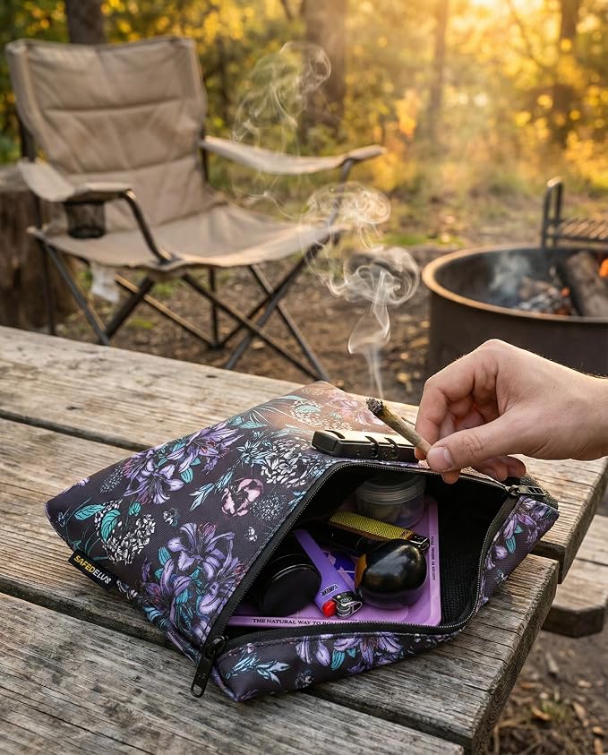 Smell Proof Bag, Odor Proof Bag with Combination Lock, Durable Smell Proof Container with Carbon Lining, Secure Odorless Travel Pouch for Home & On-the-Go
