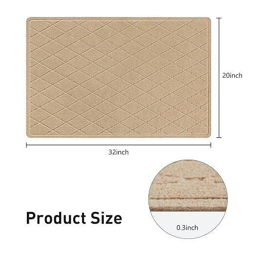 Stair Treads Landing Rug for Wooden Steps Indoor, Peel and Stick Stair Treads Matching-Mat 20"X32" Stair Landing Slip Resistant Polyester Stair Rugs Non Slip for Seniors and Dogs, Beige