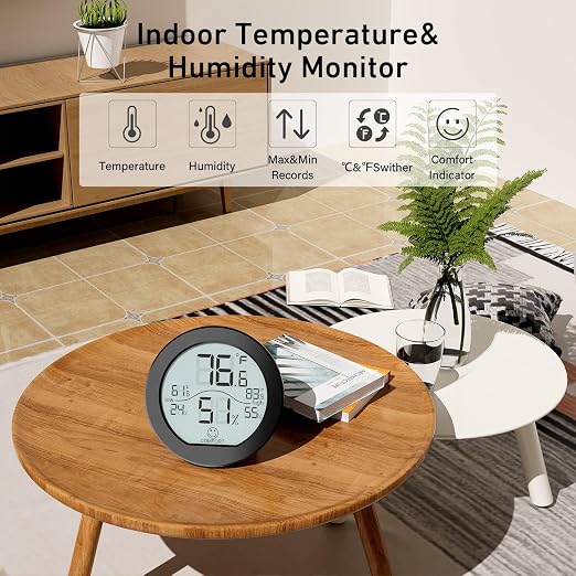 Indoor Digital Hygrometer Thermometer for Room Temperature Humidity Meter | SECRUI Thermometer Accuracy Calibration LCD Temperature Sensor with Maximum and Minimum Records,3 Pack
