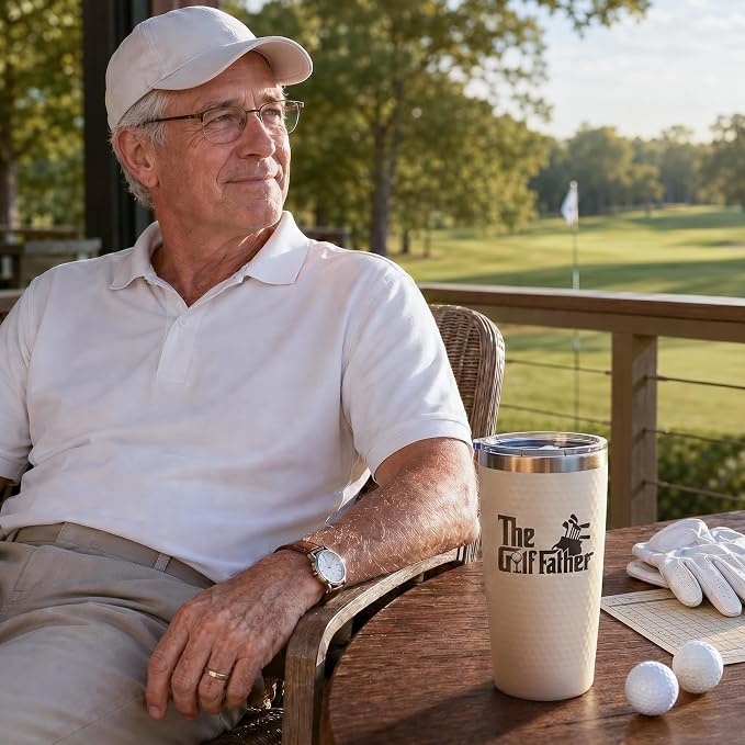 Golf Gifts for Men - Dad Golf Gifts, Cool Golfing Cup for Golfer, Funny Fathers Day Christmas Birthday Golf Gifts from Daughter Son Kids - The Golf Father, 20oz Insulated Dad Tumbler Mug Accessories