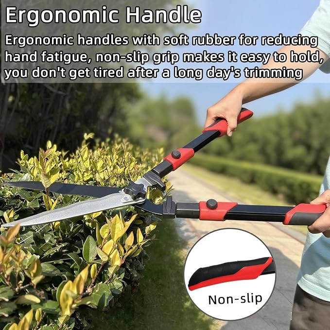 YRTSH Hedge shears, Extendable 26"-32" Hedge Clippers with Sharp Wavy Blade, Manual Hedge Trimmer for Trimming Borders and Shaping Shrubs, Garden Shears Pruner for Lawn and Yard Tools