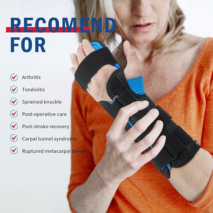 FEATOL Resting Hand Splint Stroke Hand Night Immobilizer with Removable Splints- Pain Relief For Carpel Tunnel, Stroke Recovery, Arthritis, Tendinitis-Functional Support Wrist Finger Brace-Left Small-For Men and Women