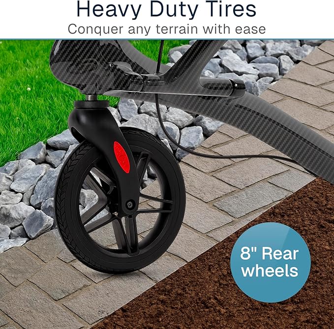 Vive Mobility Carbon Ultralight Rollator Walker - 4 Wheel Lightweight Carbon Fiber Walker for Seniors with Seat - All Terrain, Foldable, Height Adjustable - 300 lbs Weight Capacity, Mobility Aid