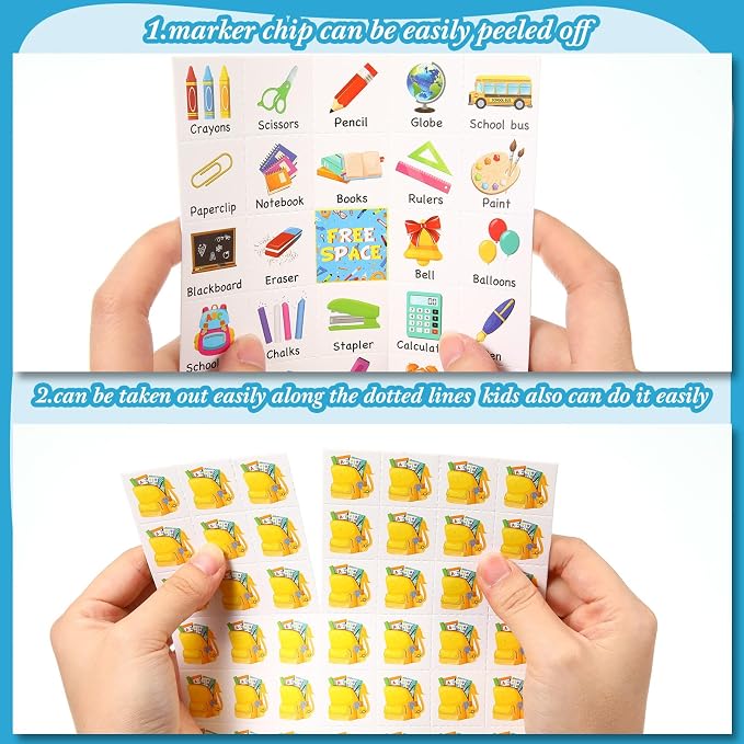 Liliful 35 Pieces Back to School Bingo 24 Players First Day of School Bingo Cards Classroom Party Games for Boys Girls Adults Family Classroom Activities Birthday Party Favors