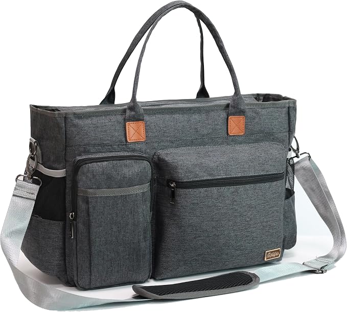 Rabjen Nurse Tote Bag for Work with Padded 15.6” Laptop Sleeve, Medical Supplies Shoulder Bag for Home Health Care