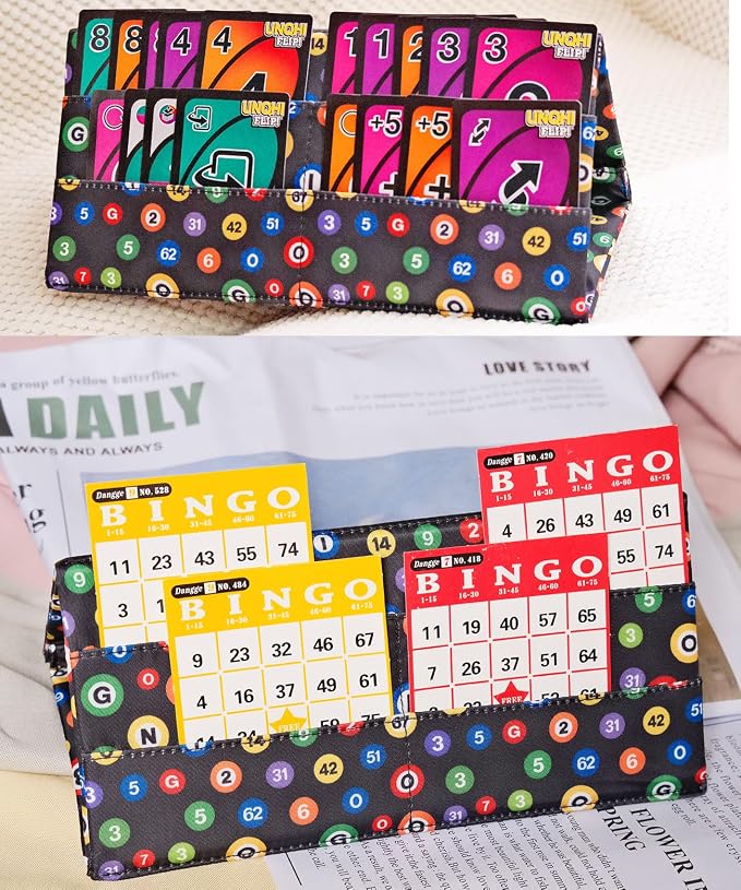 Card Holder for Canasta, Poker, Bridge & Casino Games Bingo Pull Tabs & Gambling Tickets Organizer Fun Card Game Player Gifts for Adults & Seniors (Black Ball)