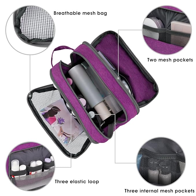 WANDF Travel Toiletry Bag for Men, Small Dopp Kit for Toiletries | Water-Resistant Fabric, Travel Bag for Toiletries, Compact Storage, Shaving Accessories, Weekend Trips