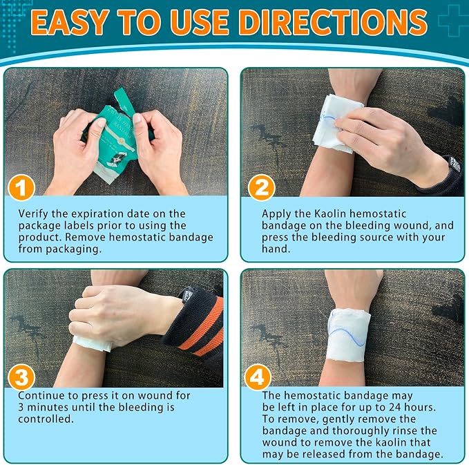 Quick Clot Gauze, First Aid Advanced Stop The Bleed Kit Combat Flexible Hemostatic Gauze-Bleed Stop Faster Wound Packing Medical,Survival Kit Supplies (3" x 12.5')