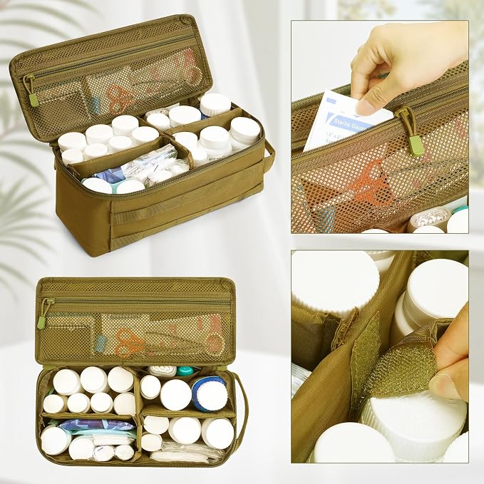 Travel Medicine Bag,Medication Pill Bottle Organizer Empty Case | Medicine Bag For Traveling,Hold Large Pill Bottles,Empty First Aid Bag