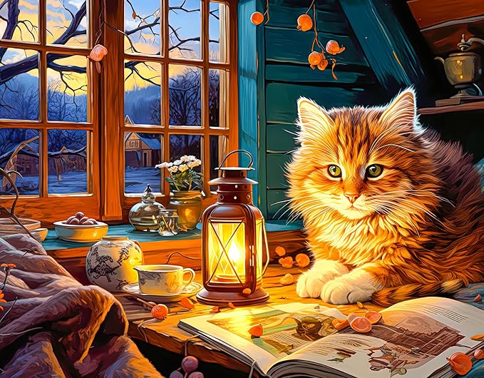 100 Piece Puzzles for Kids Reading Cat 100 Piece Puzzles for Adults, Cute Kitten 100 Pieces Puzzle for Kids Ages 4-8, Cozy Retreat Puzzle for Seniors Teens Brain Teaser