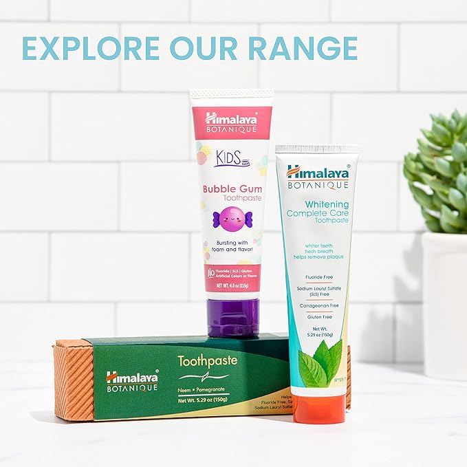 Himalaya Botanique Complete Care Toothpaste, Herbal, Peppermint Flavor, Fights Plaque, Freshens Breath, Fluoride Free, No Artificial Flavors, SLS Free, Cruelty Free, Foaming 5.29 Oz, 2 Pack…